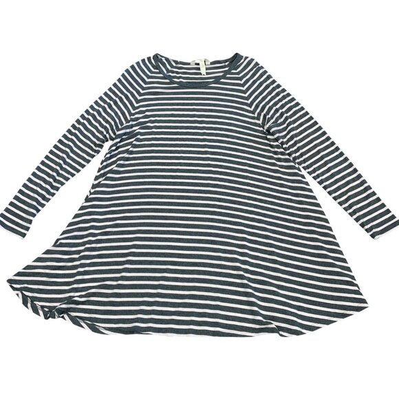 Matilda Jane Sz M Gray Pink Striped Swing Style Kettle Tee Tunic Mini Dress - Picture 1 of 8